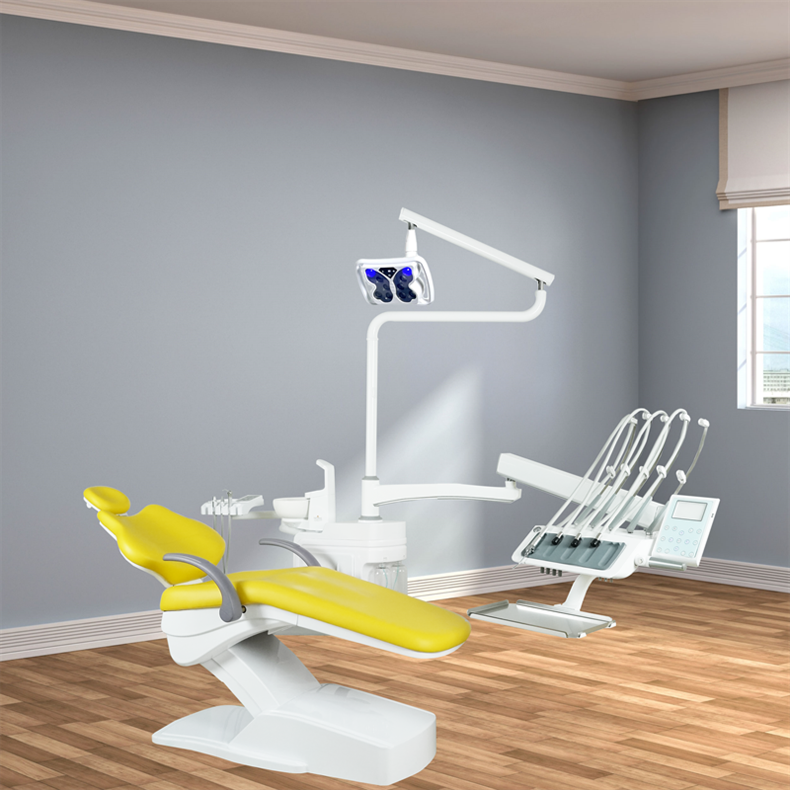 dental chair whitening light and control panel detail
