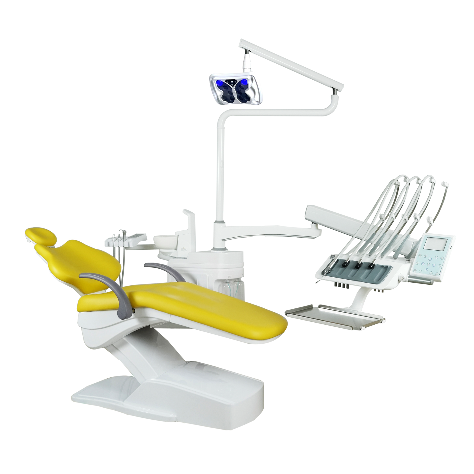 top mounted dental chair with integrated teeth whitening system front view