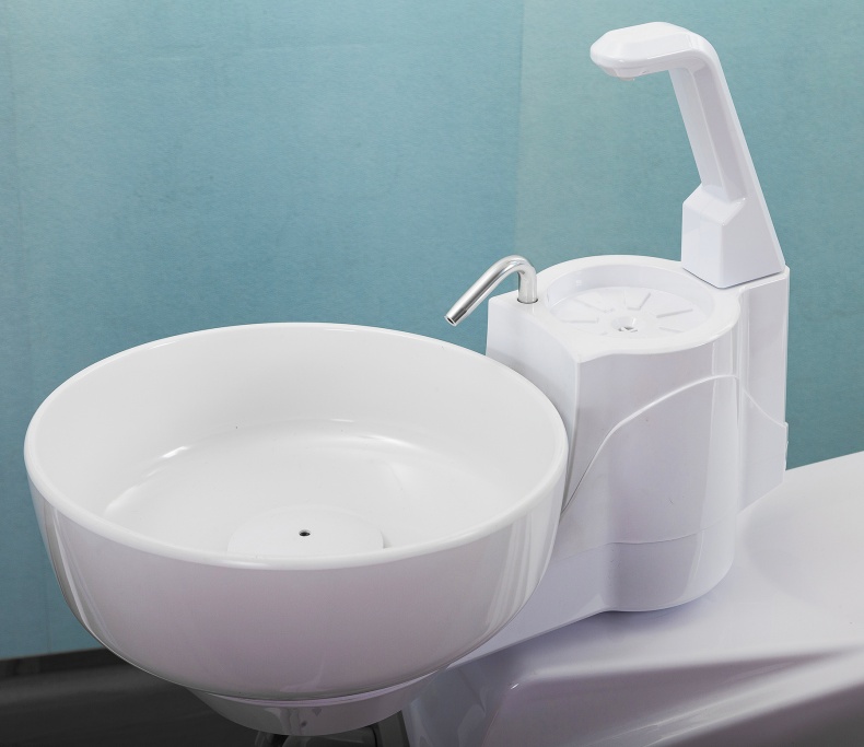 Ceramic spittoon and dental control panel
