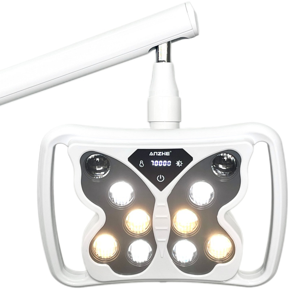Butterfly LED dental operating light white mode providing clear oral illumination for diagnosis and dental treatment procedures