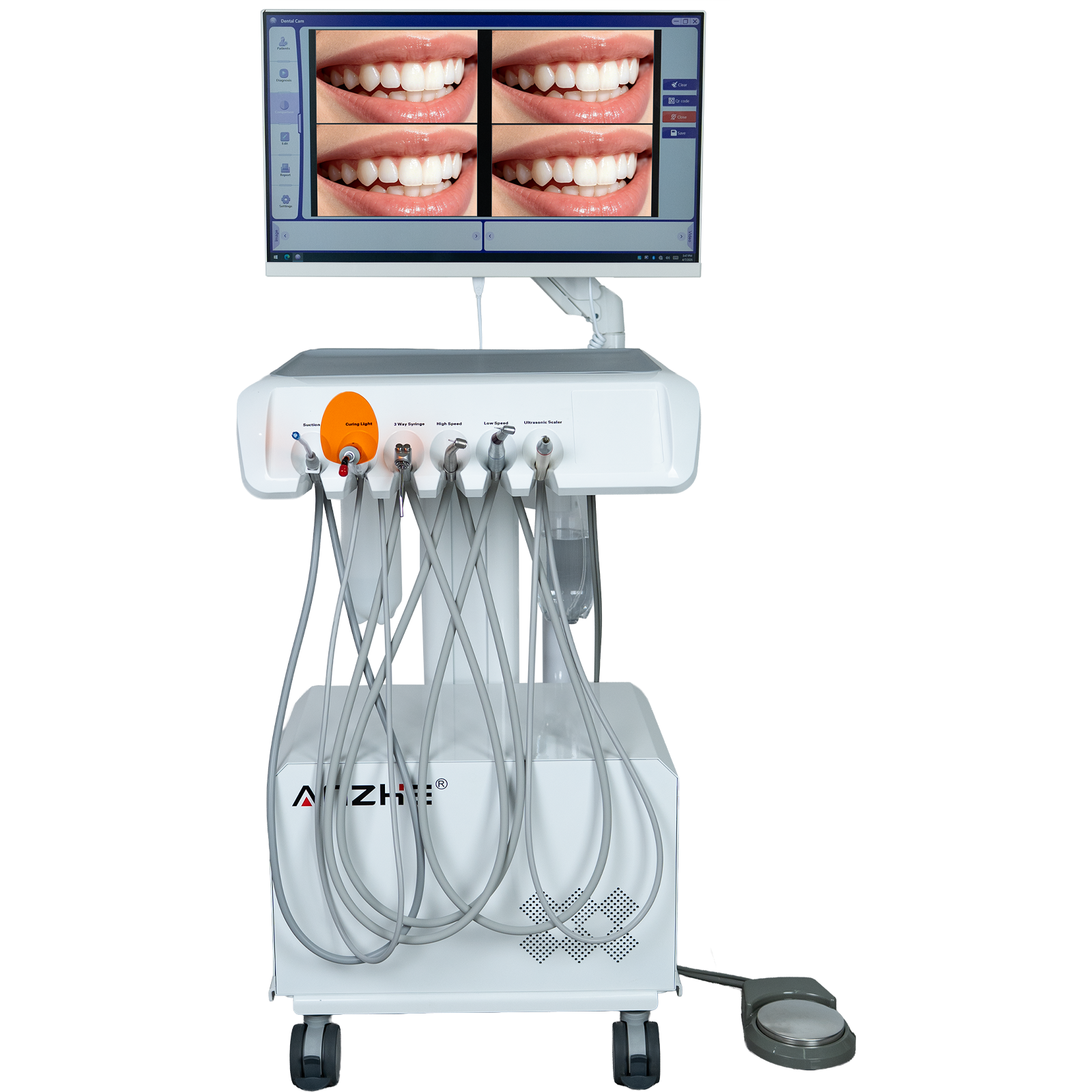 AZ-AP302 Professional Portable Dental Unit System with HD Oral Camera and All-in-One Computer - Front View