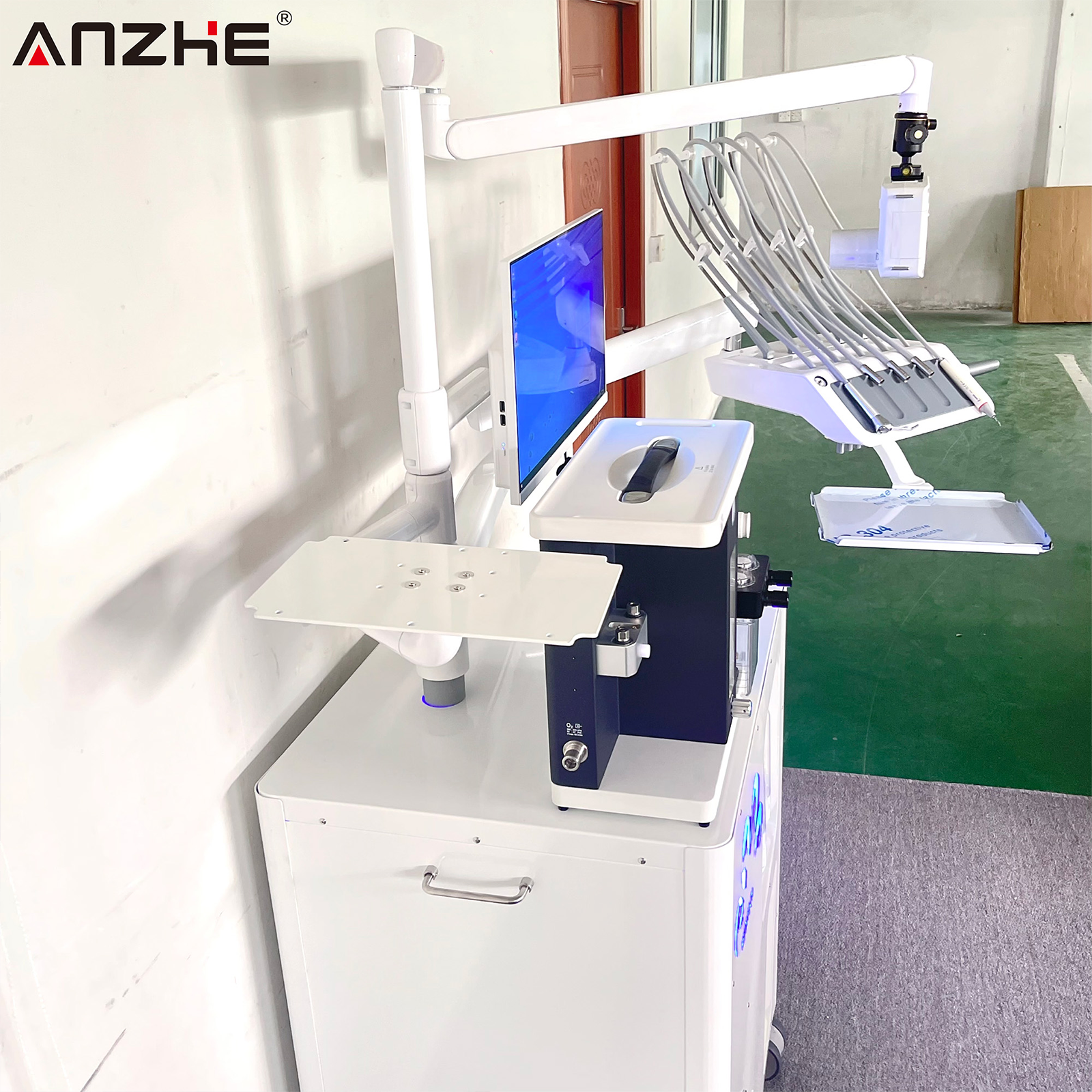 VE06 veterinary dental treatment workstation with integrated anesthesia machine platform