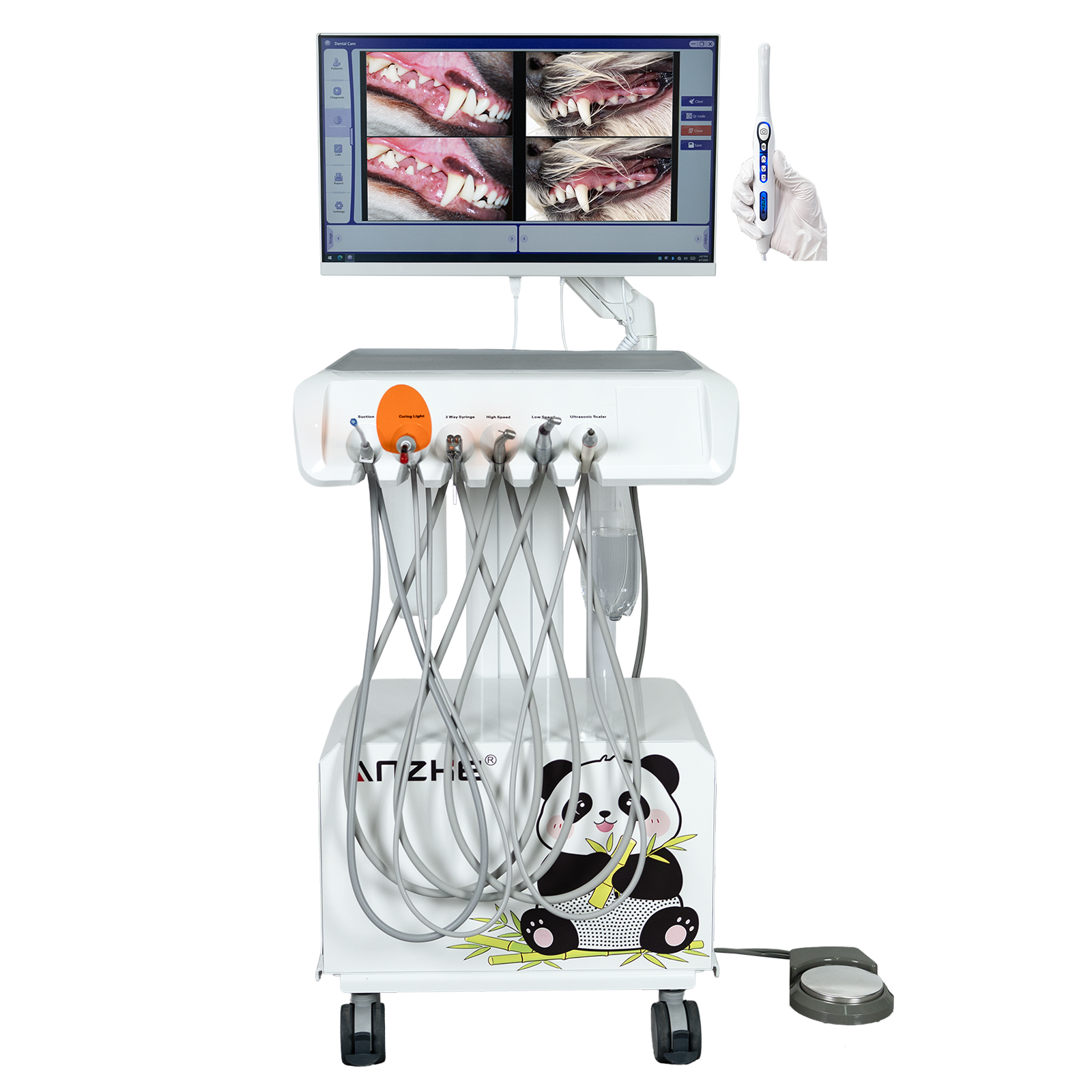 AZ-AP201 Professional veterinary dental unit system for veterinary clinicsm with HD Oral Camera and All-in-One Computer - Front View