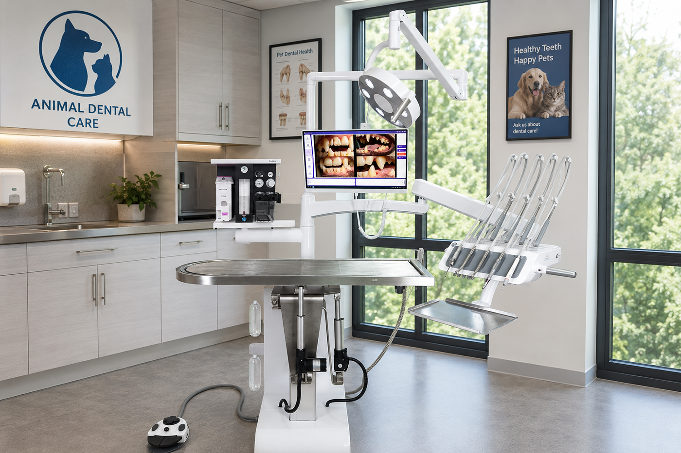 VE05 Veterinary Integrated Dental & Surgical Workstation Setup in Professional Animal Clinic