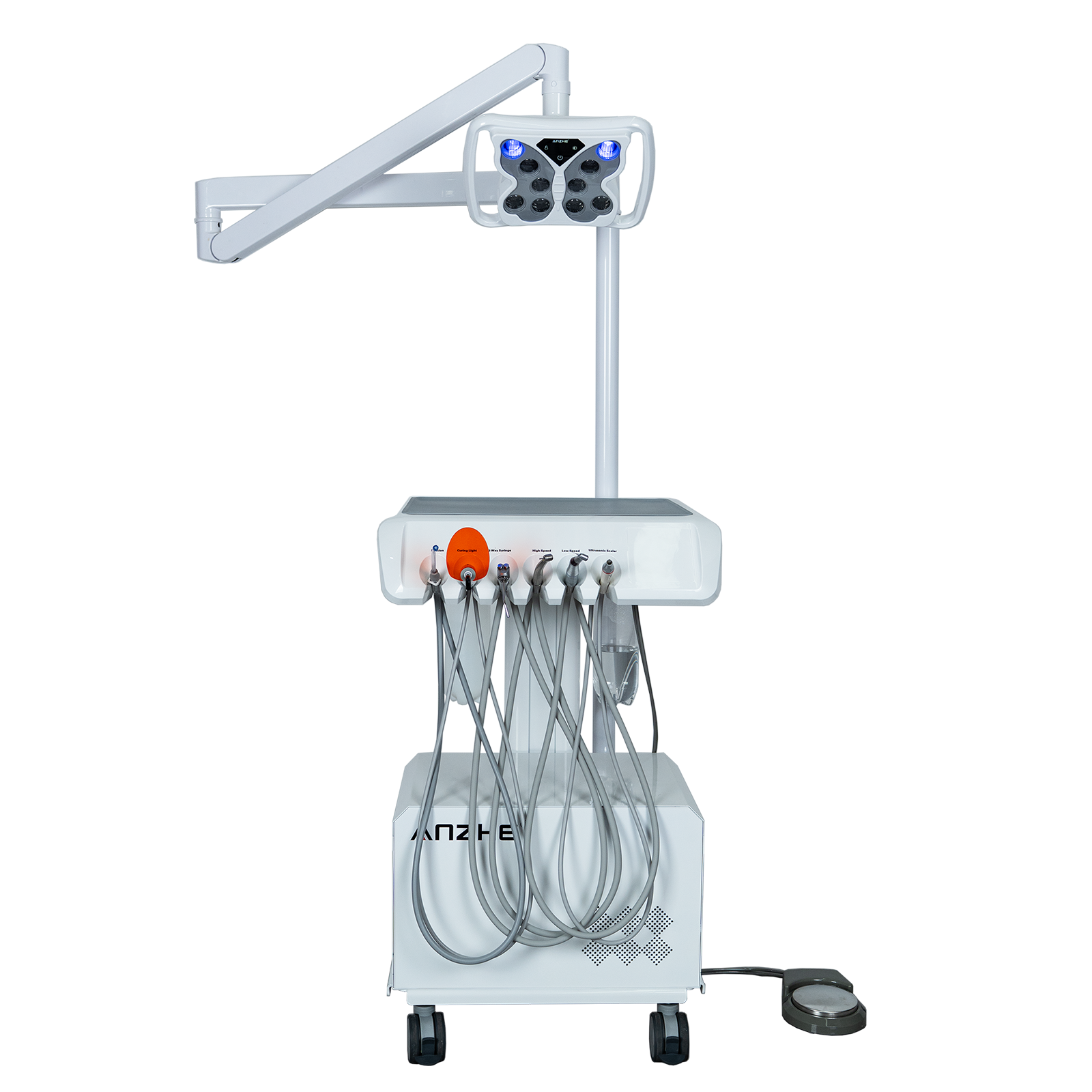 AZ-AP302-8 Portable Dental Unit with Butterfly LED Lamp Front View for Modern Dental Clinics