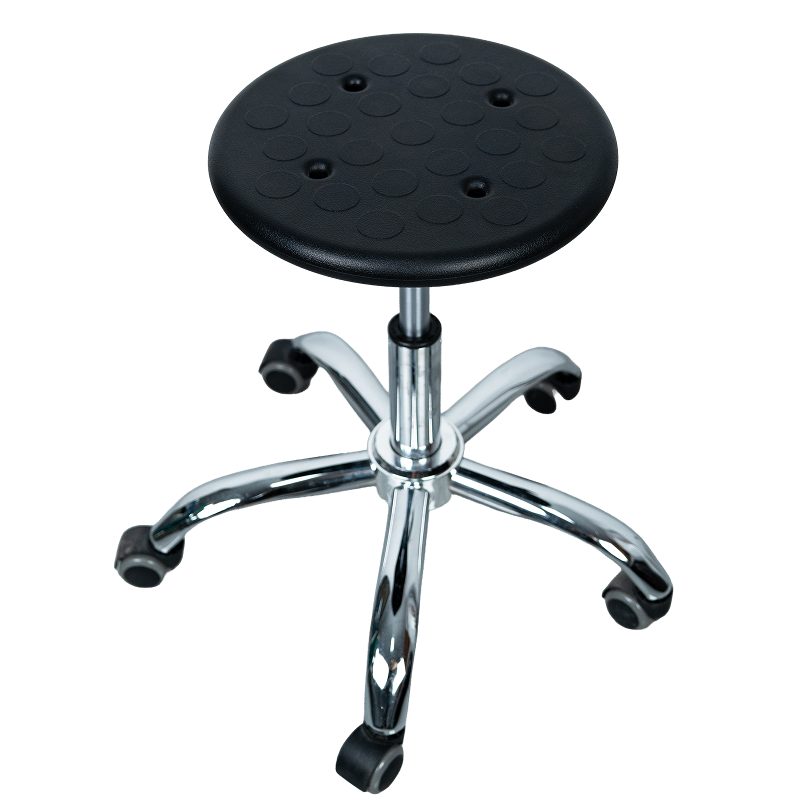 AZ-ST45 ESD anti-static stool with contoured backrest, rear view, showing built-in handle and low-back support