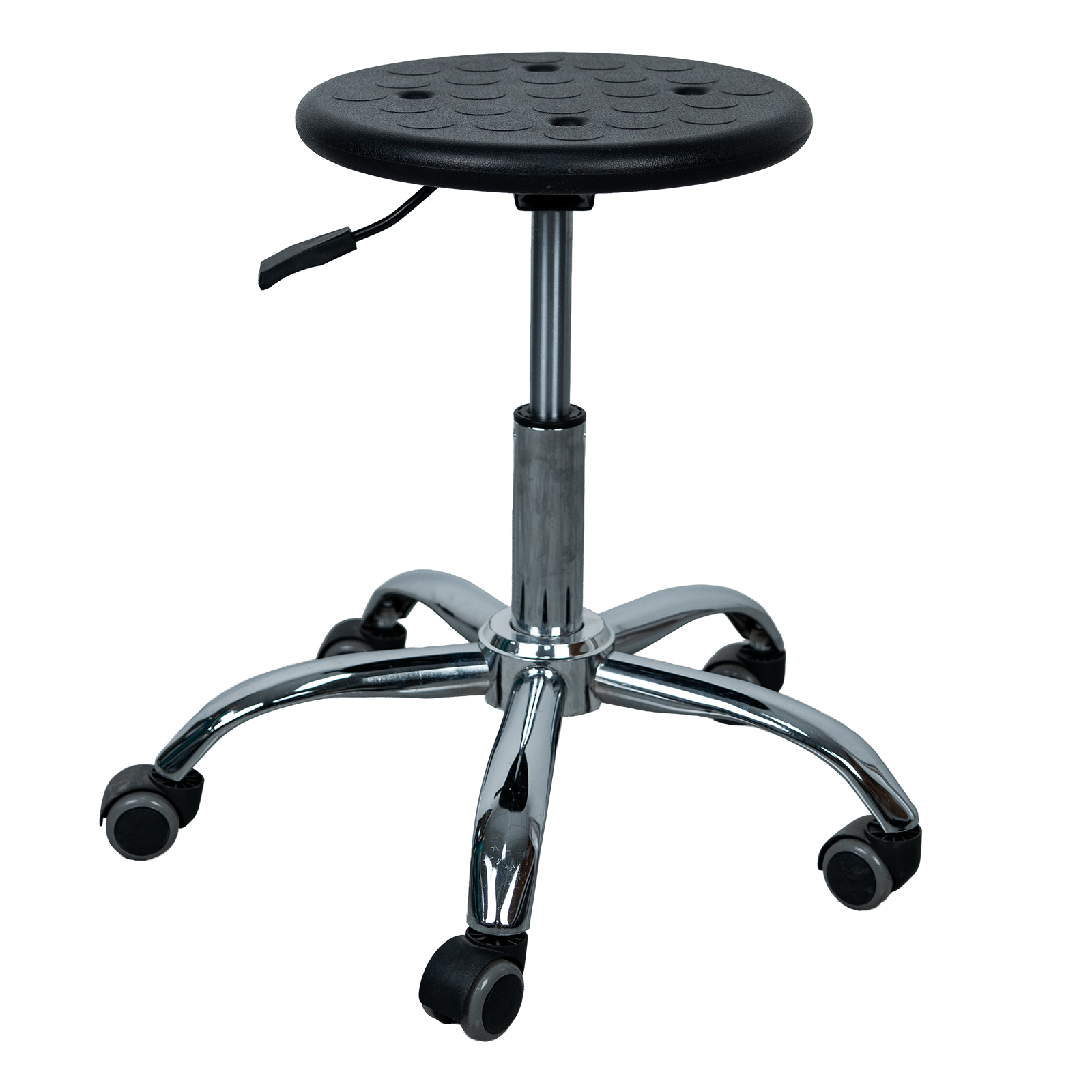 AZ-ST45 ESD anti-static stool with contoured backrest, front view, showing ventilated non-slip seat surface