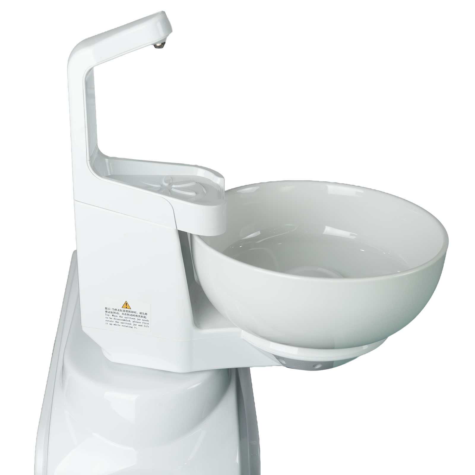 Close-up of dental chair cuspidor and cup filler unit