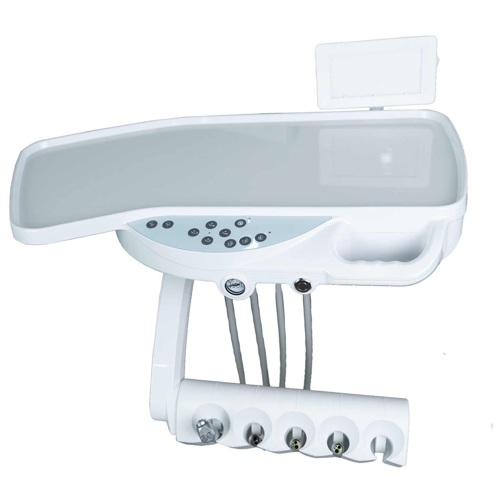 Close-up of dentist control console and handpiece holders